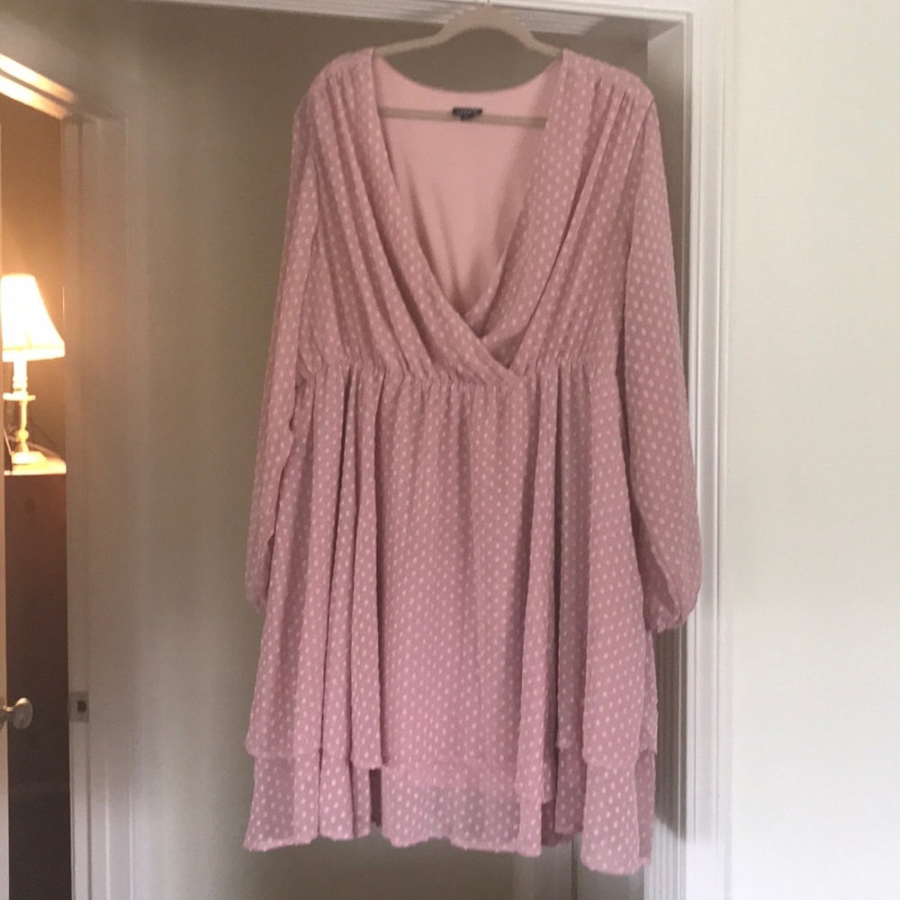 Torrid Pink Dress with velvet dots